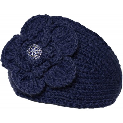 Cold Weather Headbands Knit Winter Headband Ear Warmer with Sparkles - Rhinestone Navy - C811VTDEUV9 $8.80