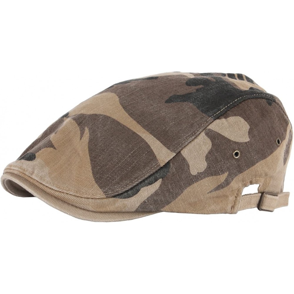 Newsboy Caps N11 New Vintage Feel Gatsby Army Fabric Camo Military Ivy Cap Cabbie Newsboy Hat - Brown - CT129DH5WF5 $29.37