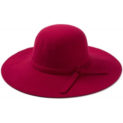 Fedoras Ladies Woolen Fedoras Hat Royal Blue Winter Elegant Vintage Hats with A Wide Brim British Bow Tie Felt Hats - CP18QE0...