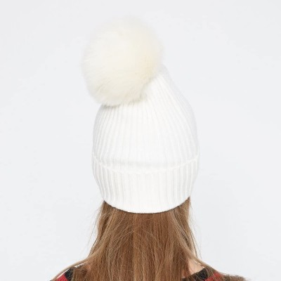 Skullies & Beanies Women Cable Knit Beanie Hat Winter Warm Pom Pom Cap Hats - White-1 - C318608EEDD $7.77