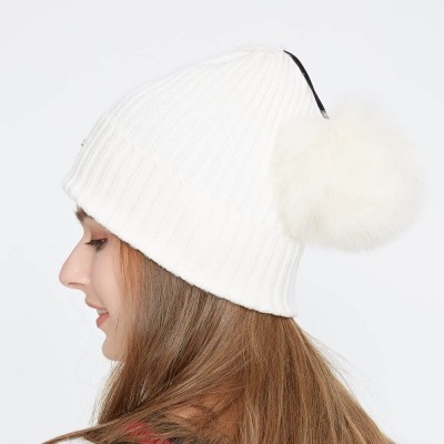 Skullies & Beanies Women Cable Knit Beanie Hat Winter Warm Pom Pom Cap Hats - White-1 - C318608EEDD $7.77
