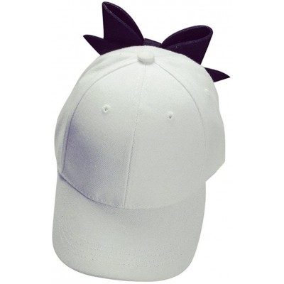 Sun Hats Girl Cotton Big Bowknot Hats Caps Adjustable Snapback Hip Hop Baseball Cap Flat - White - CX184WNM2OG $11.47