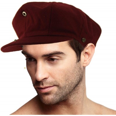 Newsboy Caps Men's 100% Winter Wool Plaids Solids Snap Newsboy Drivers Cabbie Rounded Cap Hat - Solid Burgundy - CT18Q24OIT5 ...