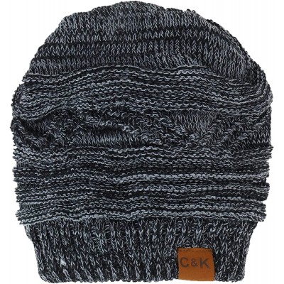 Skullies & Beanies 2 in 1 Winter Multi Knit Ponytail Slouchy Beanie Neck Warmer - Black Charcoal - CU18LRSCG7D $14.96