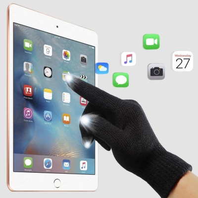 Skullies & Beanies Women Pom Knitted Beanie Hat Scarf Touch Screen Gloves Set with Fleece Lining - CU192ZYR73A $13.25