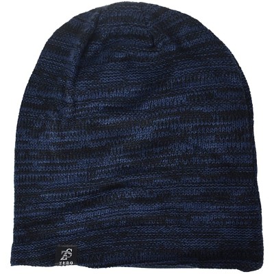 Skullies & Beanies Mens Slouchy Long Beanie Knit Cap for Summer Winter- Oversize - Navy With Black - CU128L6DNN7 $15.59