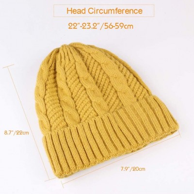 Skullies & Beanies Beanie for Men Women Winter Hat Cable Knit Beanies Mens Fleece Skull Hats Black Caps - Yellow - CU18YDNCZG...