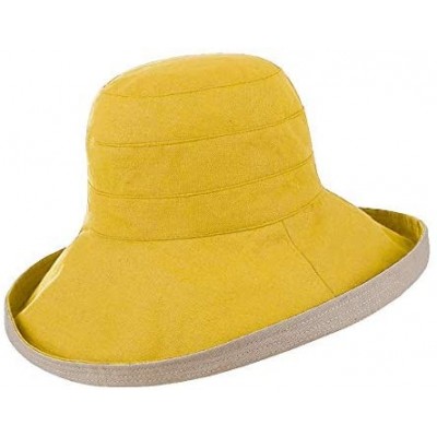 Sun Hats Women Reversible Bucket Hat UV Sun Protection Wide Brim Foldable Floppy Bucket Hat - 1yellow - CO18NZYQS7K $13.67