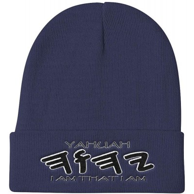 Skullies & Beanies I AM YAHUAH Embroidered Skully - Navy Blue - CE18M7RCCEY $29.30