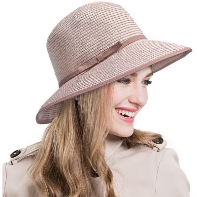 Bucket Hats Womens Straw Woven Summer Bucket Sun Hat A418 (Khaki) - CW17YENR2QT $16.45