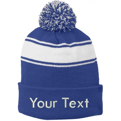 Skullies & Beanies Stc28 Winter Beanie Customized Custom Beanie Hats - Royal/White - CC18XL9KE2X $14.02