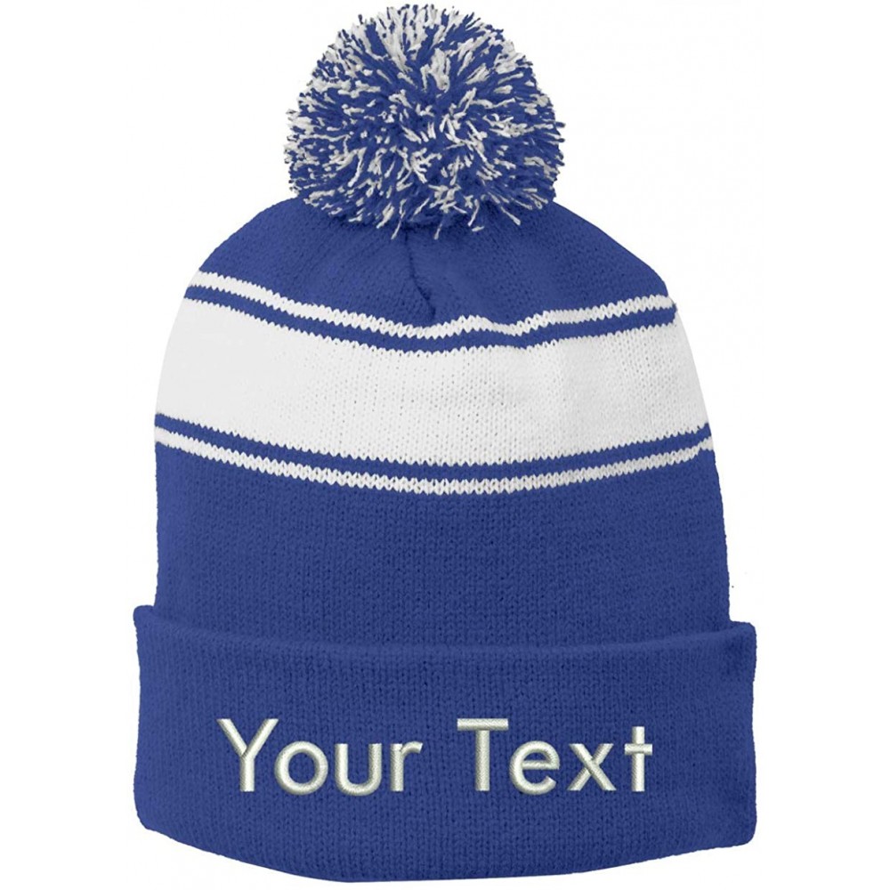 Skullies & Beanies Stc28 Winter Beanie Customized Custom Beanie Hats - Royal/White - CC18XL9KE2X $14.02