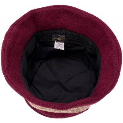 Bucket Hats Womens 1920s Gatsby Wool Flower Band Beret Beanie Cloche Bucket Hat A374 - Burgundy - CI12M2Q22QB $13.55