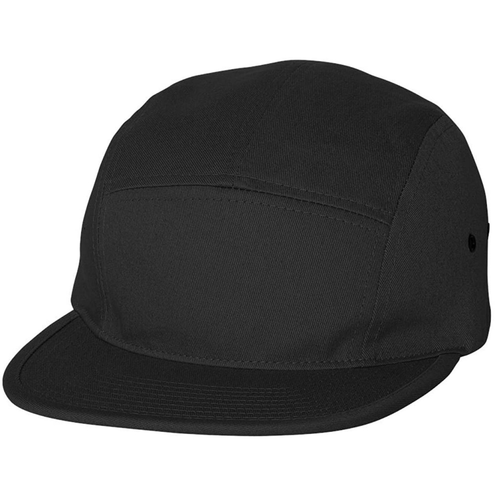 Baseball Caps Jockey Flat Bill Cap - Black - CZ11J59OOX3 $11.64