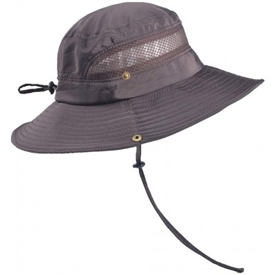 Bucket Hats Summer Outdoor Sun Hat Protection Bucket Mesh Boonie Hat Solid Fishing Cap Summer Best 2019 New - Coffee - CL18R3...
