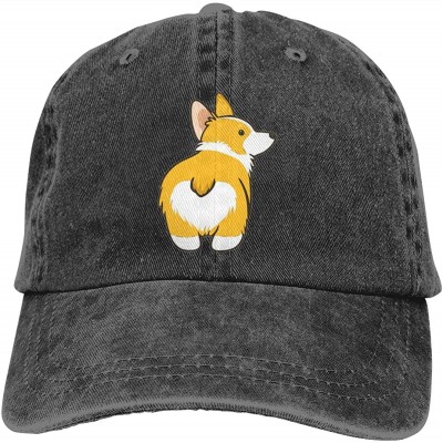 Baseball Caps Denim Fabric Adjustable Dog Mom Hat Fashion Distressed Baseball Cap for Women - Corgi Butt - CZ18REICCLZ $23.28