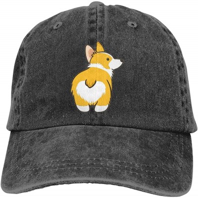 Baseball Caps Denim Fabric Adjustable Dog Mom Hat Fashion Distressed Baseball Cap for Women - Corgi Butt - CZ18REICCLZ $9.44