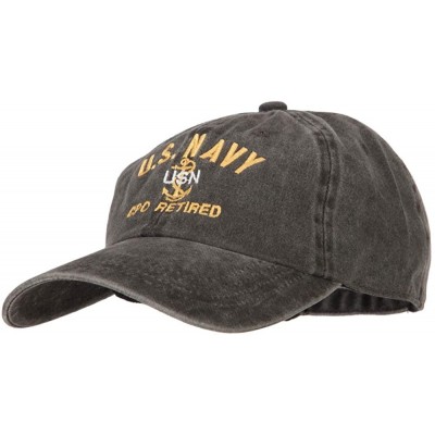 Baseball Caps US Navy CPO Retired Military Embroidered Washed Cotton Twill Cap - Black - CW18QUT5UK4 $24.41