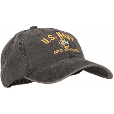 Baseball Caps US Navy CPO Retired Military Embroidered Washed Cotton Twill Cap - Black - CW18QUT5UK4 $24.41