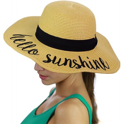 Sun Hats Women's Paper Weaved Crushable Beach Embroidered Quote Floppy Brim Sun Hat - CX17XQ66HOO $14.49