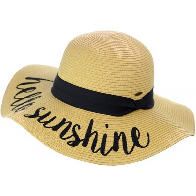 Sun Hats Women's Paper Weaved Crushable Beach Embroidered Quote Floppy Brim Sun Hat - CX17XQ66HOO $14.49