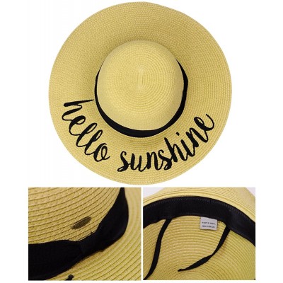 Sun Hats Women's Paper Weaved Crushable Beach Embroidered Quote Floppy Brim Sun Hat - CX17XQ66HOO $14.49