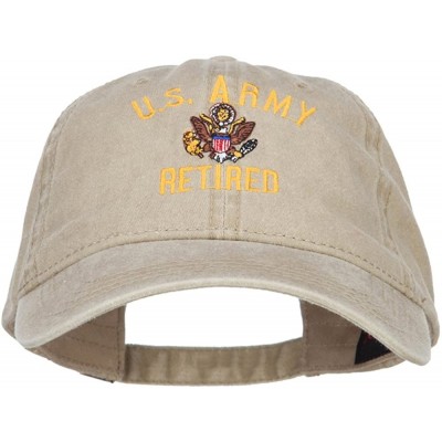 Baseball Caps US Army Retired Military Embroidered Washed Cap - Khaki - CC185ODM36Q $23.49