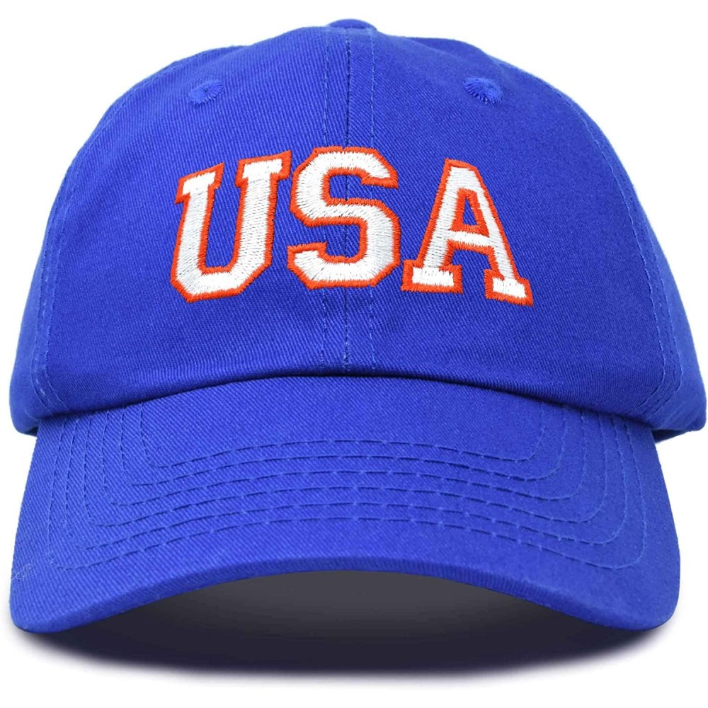 Baseball Caps USA Baseball Cap Flag Hat Team US America Navy Red White Blue Gray Khaki Black - Royal Blue - CJ18D60OZ75 $12.51