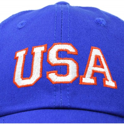 Baseball Caps USA Baseball Cap Flag Hat Team US America Navy Red White Blue Gray Khaki Black - Royal Blue - CJ18D60OZ75 $12.51