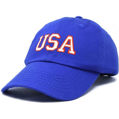 Baseball Caps USA Baseball Cap Flag Hat Team US America Navy Red White Blue Gray Khaki Black - Royal Blue - CJ18D60OZ75 $12.51