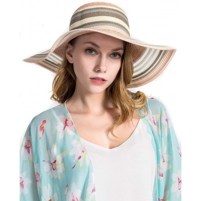 Sun Hats Women Colorful Stripes Wide Brim Straw Panama Hat-Roll Up Hat Fedora Beach Sun Hat for Women Summer Hats UPF50+ - CS...