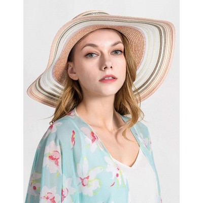 Sun Hats Women Colorful Stripes Wide Brim Straw Panama Hat-Roll Up Hat Fedora Beach Sun Hat for Women Summer Hats UPF50+ - CS...