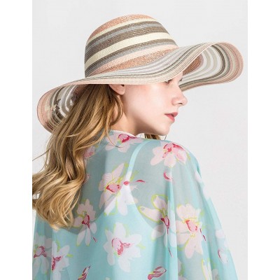 Sun Hats Women Colorful Stripes Wide Brim Straw Panama Hat-Roll Up Hat Fedora Beach Sun Hat for Women Summer Hats UPF50+ - CS...