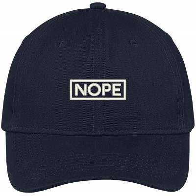 Baseball Caps Nope with Box 100% Brushed Cotton Adjustable Baseball Cap - Navy - CU12MZJENOC $21.74