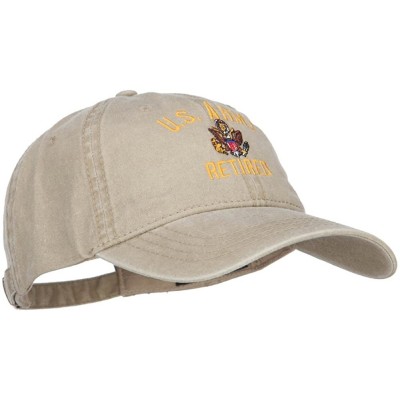 Baseball Caps US Army Retired Military Embroidered Washed Cap - Khaki - CC185ODM36Q $23.49