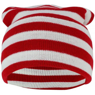 Skullies & Beanies Red White Stripe Long Cuff Beanie - Red White 2 Pack - CJ18K34O32X $20.35