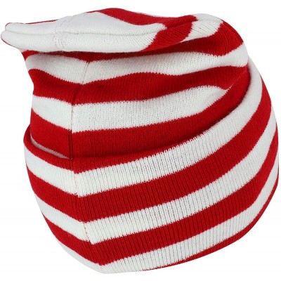 Skullies & Beanies Red White Stripe Long Cuff Beanie - Red White 2 Pack - CJ18K34O32X $20.35