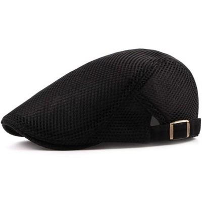 Newsboy Caps Mens Breathable Mesh Summer Hat Flat Cap Beret Ivy Gatsby Newsboy Cabbie Caps for Boyfriend Gift - Black - CF18O...