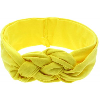 Headbands Elastic Flower Printed Turban Head Wrap Headband Twisted Hair Band - Yellow - CD12NGBU5GA $9.11