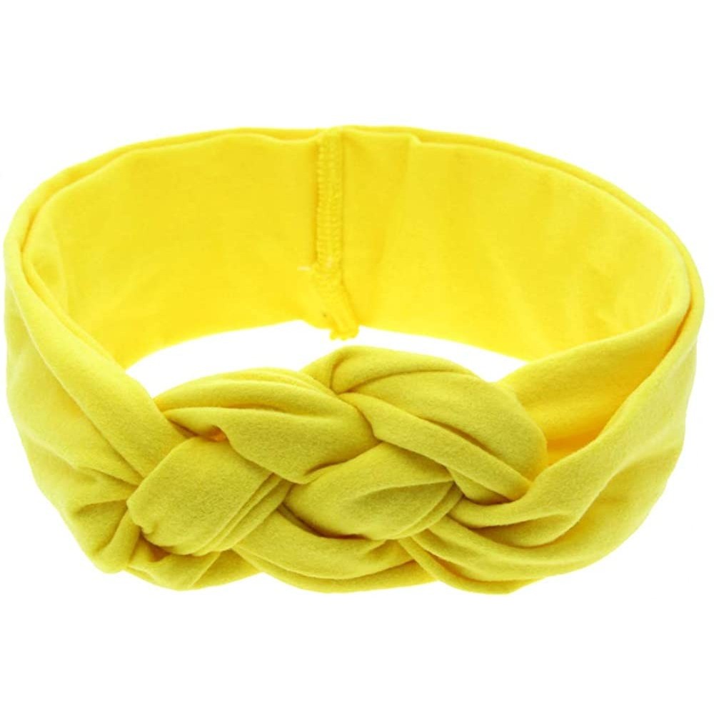 Headbands Elastic Flower Printed Turban Head Wrap Headband Twisted Hair Band - Yellow - CD12NGBU5GA $9.11