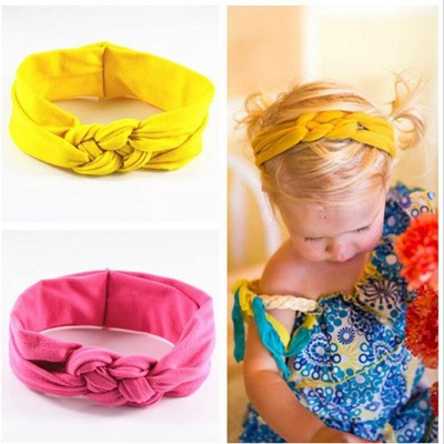 Headbands Elastic Flower Printed Turban Head Wrap Headband Twisted Hair Band - Yellow - CD12NGBU5GA $9.11