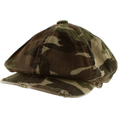 Newsboy Caps Men's Women's Unisex Cotton Packable Camouflage Newsboy Cap Gatsby Hat - Green - C711LHPI2EF $9.28