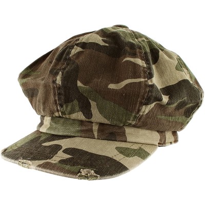 Newsboy Caps Men's Women's Unisex Cotton Packable Camouflage Newsboy Cap Gatsby Hat - Green - C711LHPI2EF $9.28