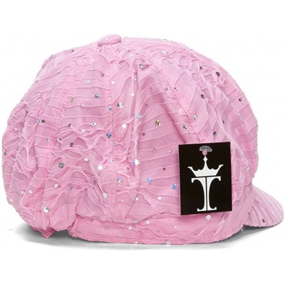 Newsboy Caps Women's Glitter Sequin Trim Newsboy Style Relaxed Fit Hat Cap - Pink - CR184INLQ56 $9.13