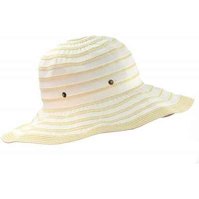 Sun Hats Women's Two Tone Weaved Removable Bow Floppy Brim Sun Hat - Ivory - C412CU9TMPJ $14.99