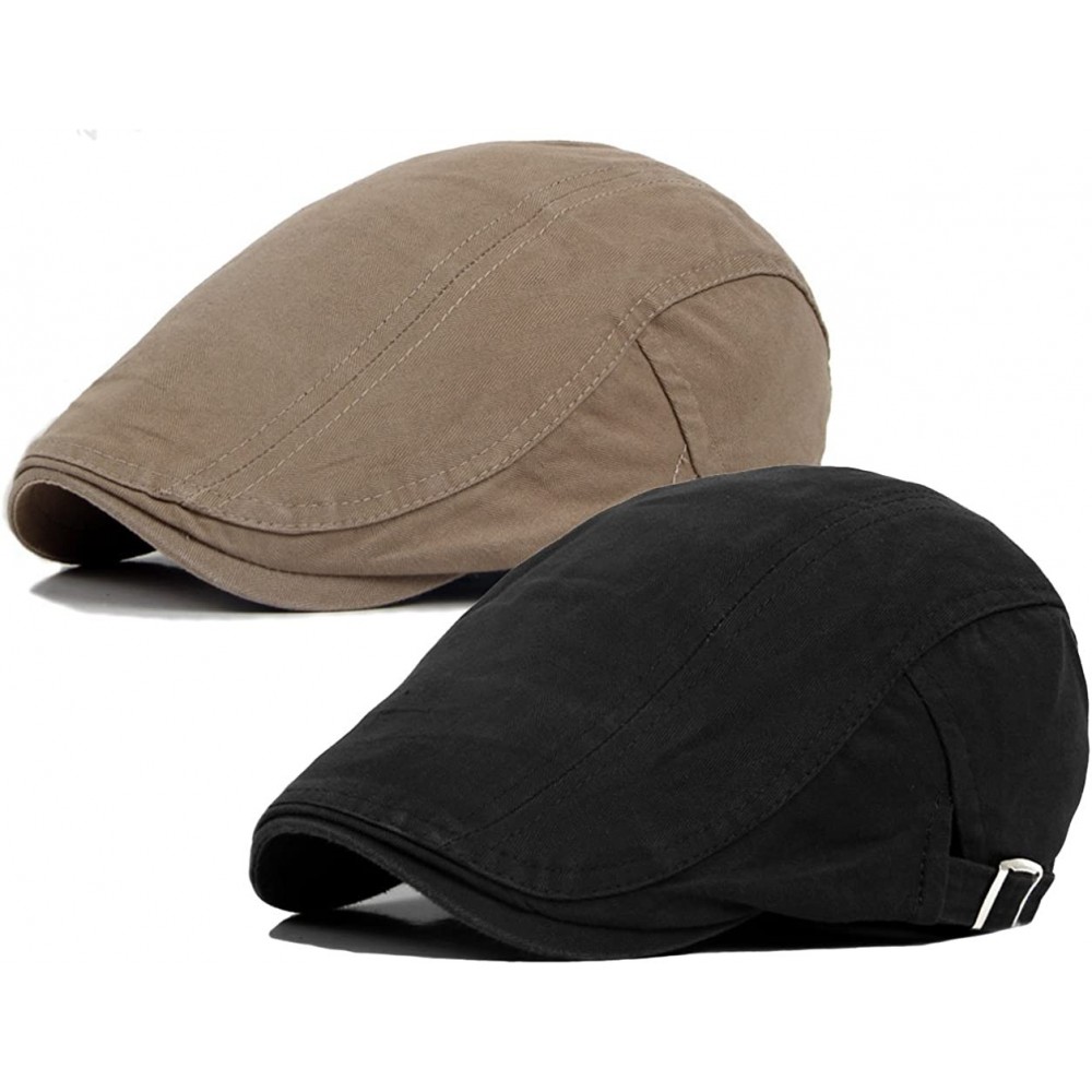 Newsboy Caps Men's Cotton Flat Ivy Gatsby Newsboy Driving Hat Cap - 2 Pack-c - CP189NN32A5 $17.79