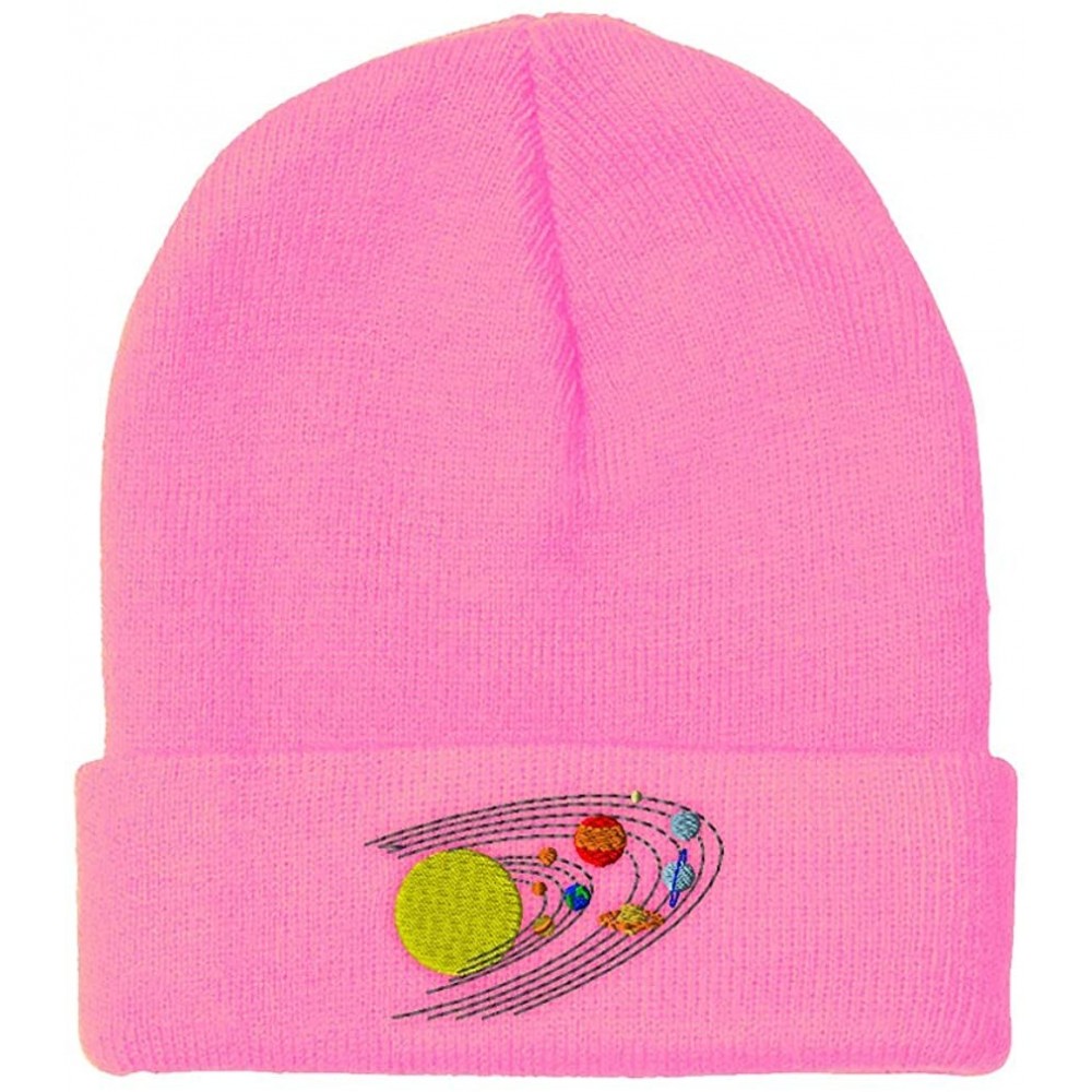 Skullies & Beanies Custom Beanie for Men & Women Astronomy Orbit Solar System Embroidery Acrylic - Soft Pink - C118ZS3QQIQ $1...