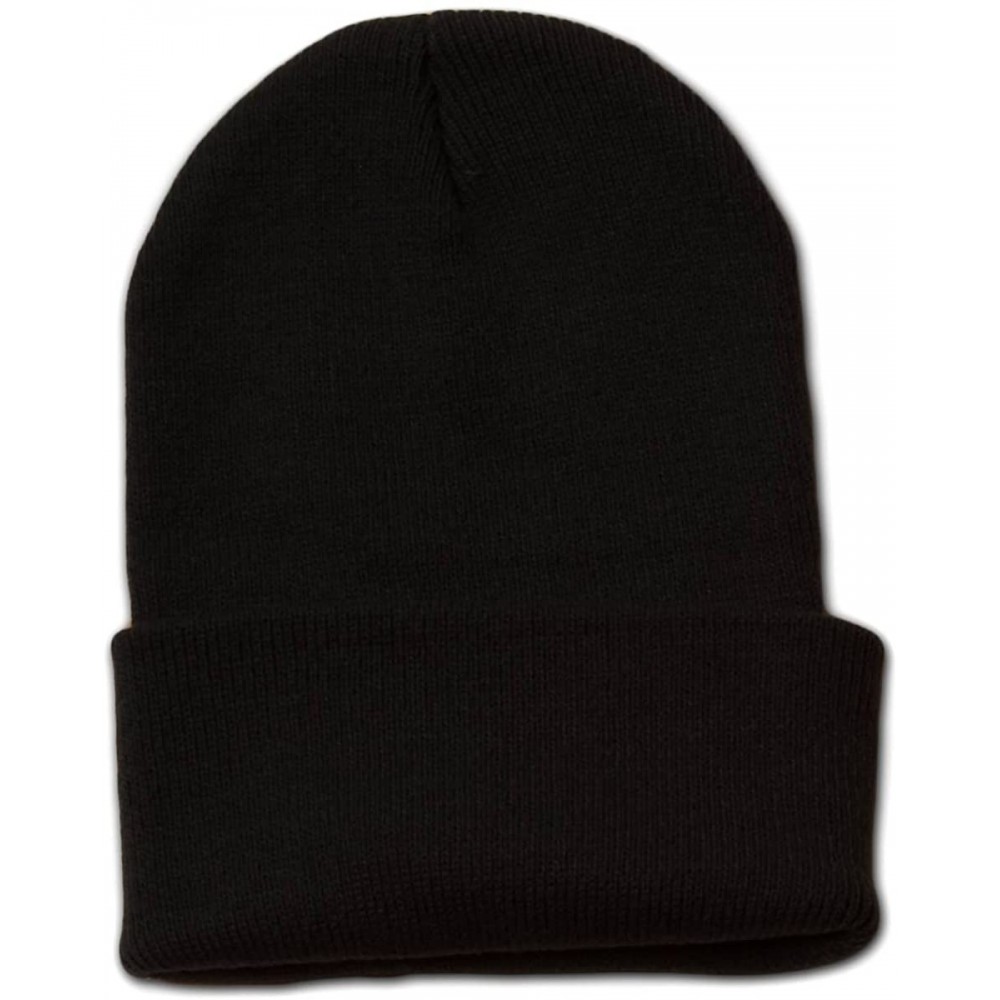 Skullies & Beanies Blank Long Cuff Winter Beanie - Black - CL112ICNURP $7.37