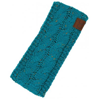 Cold Weather Headbands Womens Confetti Sherpa Lined Winter Cable Knit Headband Headwrap - Teal - CQ18YI3WZ2G $25.94