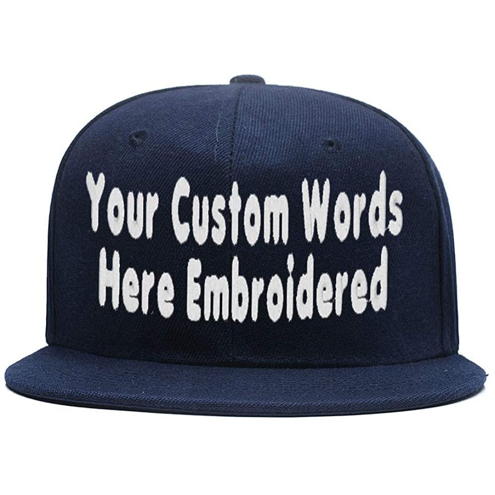 Baseball Caps Custom Embroidered Hip-hop Hat Personalized Adjustable Hip-hop Cap Add Your Text - Dark Blue - CA18H5H745G $20.94